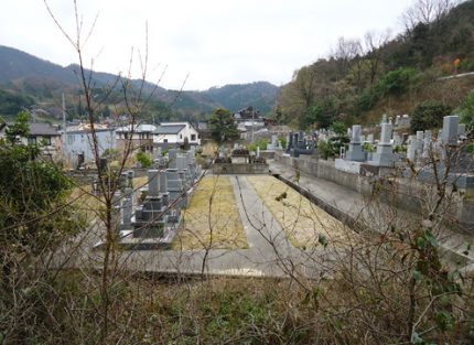 静かな緑に囲まれた寺院墓地。